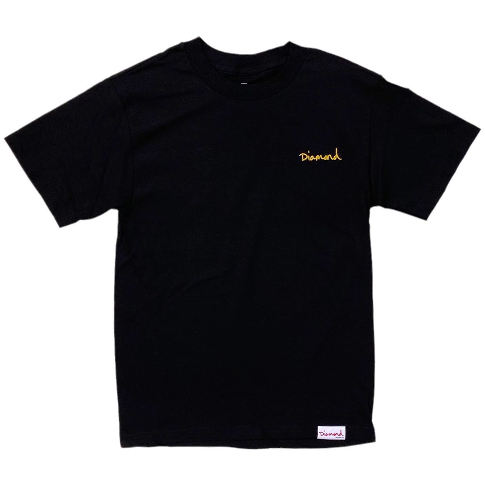 Diamond Supply Co. Men's Embroidered Gold Cursive Diamond Logo Tee T-Shirt